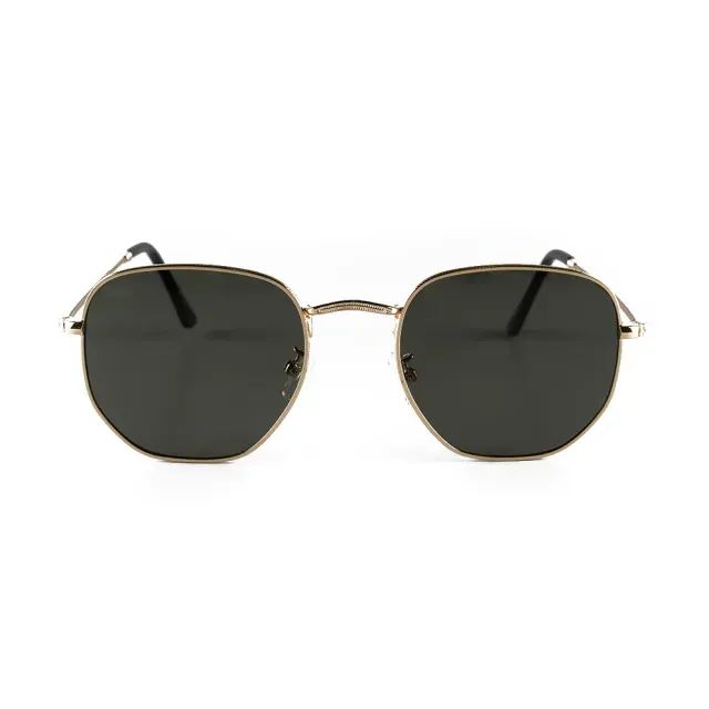 Óculos de Sol Clássico Hexagonal Harbor Green Gold - Elegância e Estilo