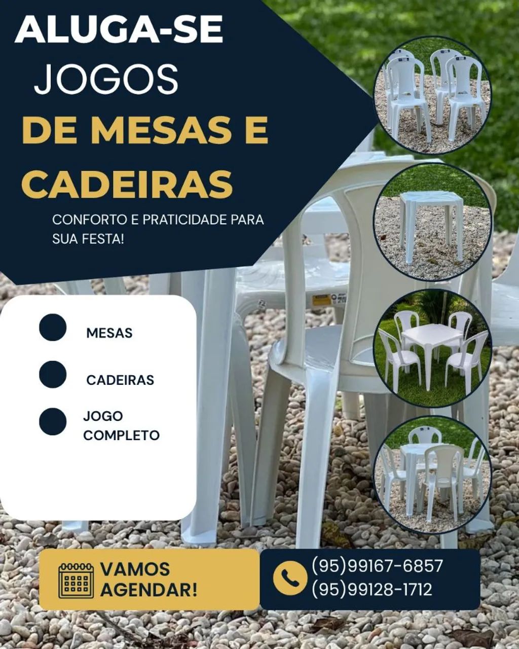 Mesas e cadeiras 