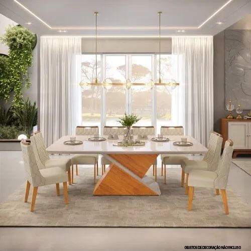 Mesa de 8 cadeiras nova lacrada luxo 