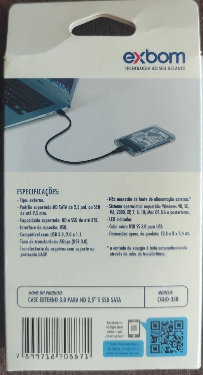 Case para HD e SSD 2.5" Transparente Exbom Original - Foto 3