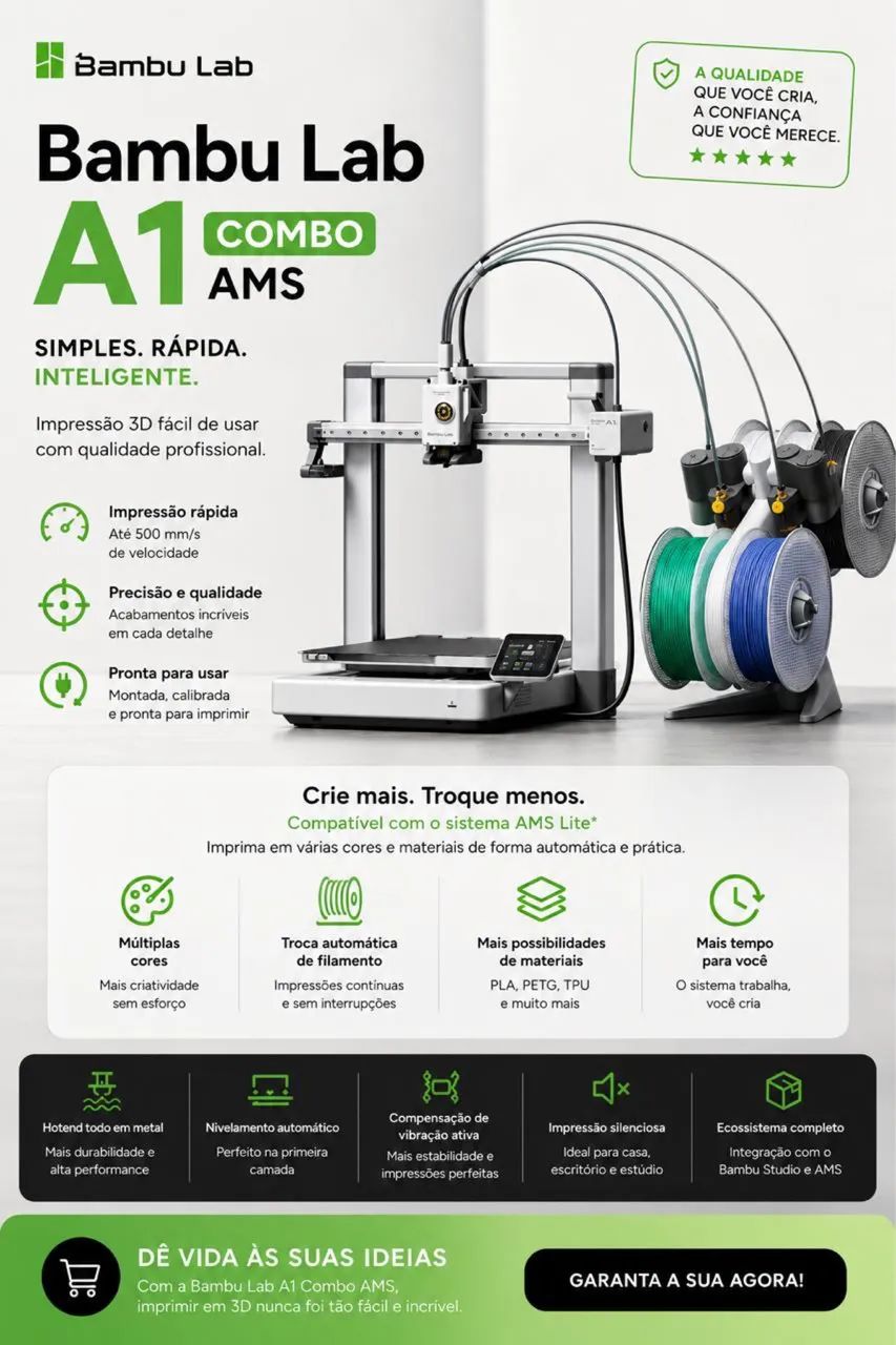 Impressora 3D Bambu Lab A1 Combo Lacrada - Foto 2