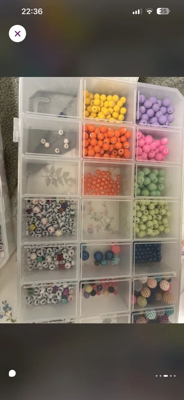Kit 5 caixas de miçangas e barbante  - Foto 3