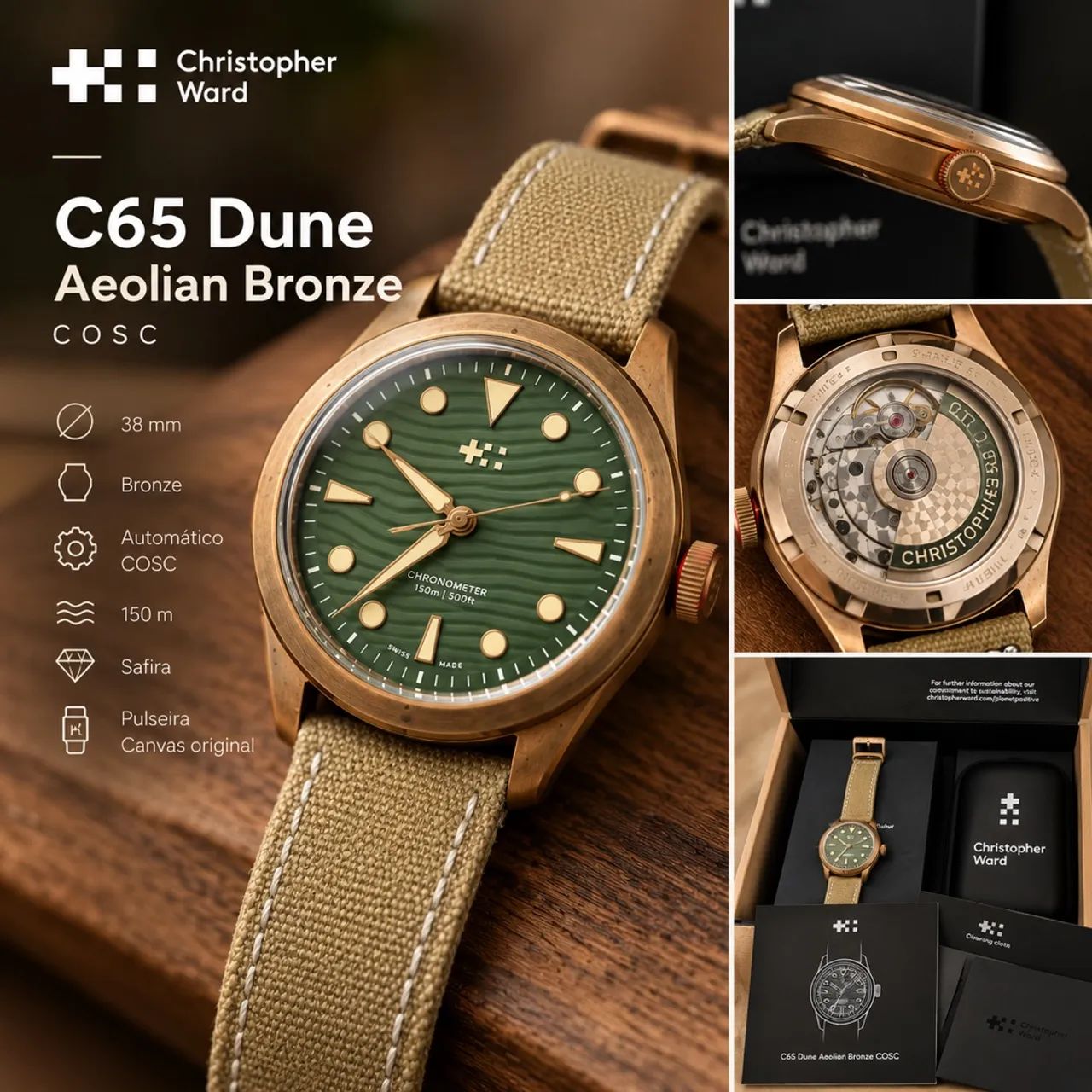 Christopher Ward C65 Dune Aeolian Bronze COSC - Full Set