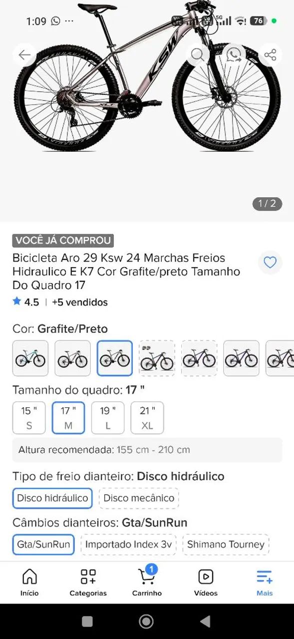Bicicleta KSW Aro 29 - freio hidráulico - Foto 2