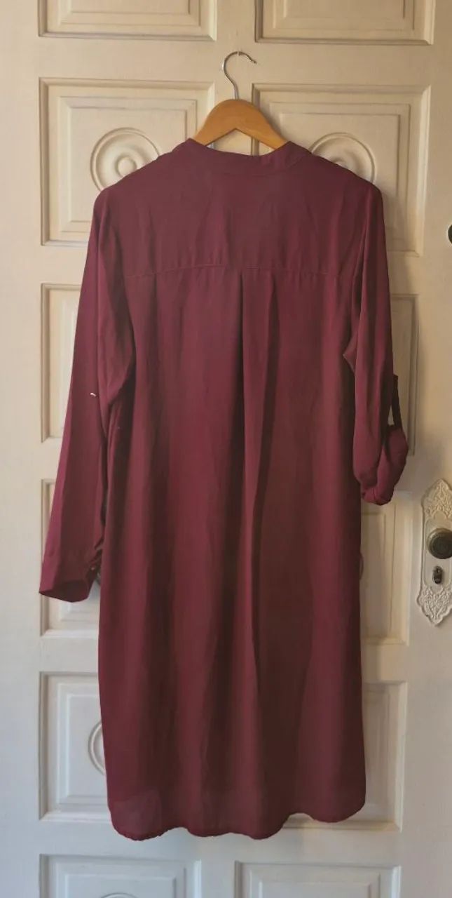 Vestido chemise crepe vinho  - Foto 2