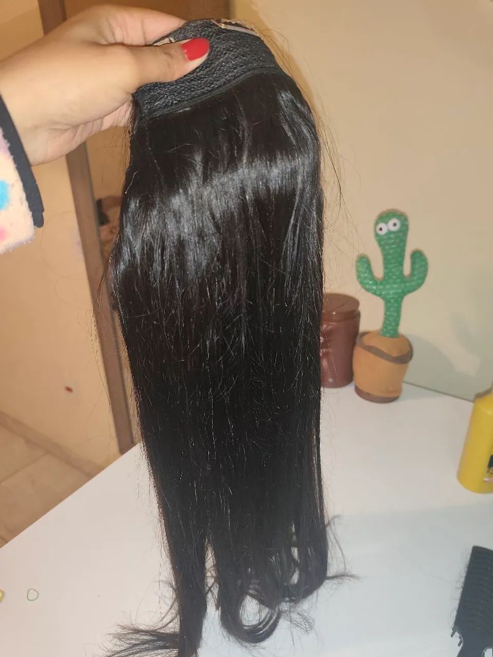 Cabelo humano liso no tic tac 180 g  cor castanho  - Foto 5