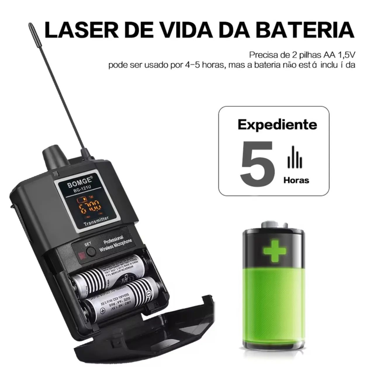 Microfone profissional sem fio de colarinho da Bomgem para iPhone ou Android - Foto 4