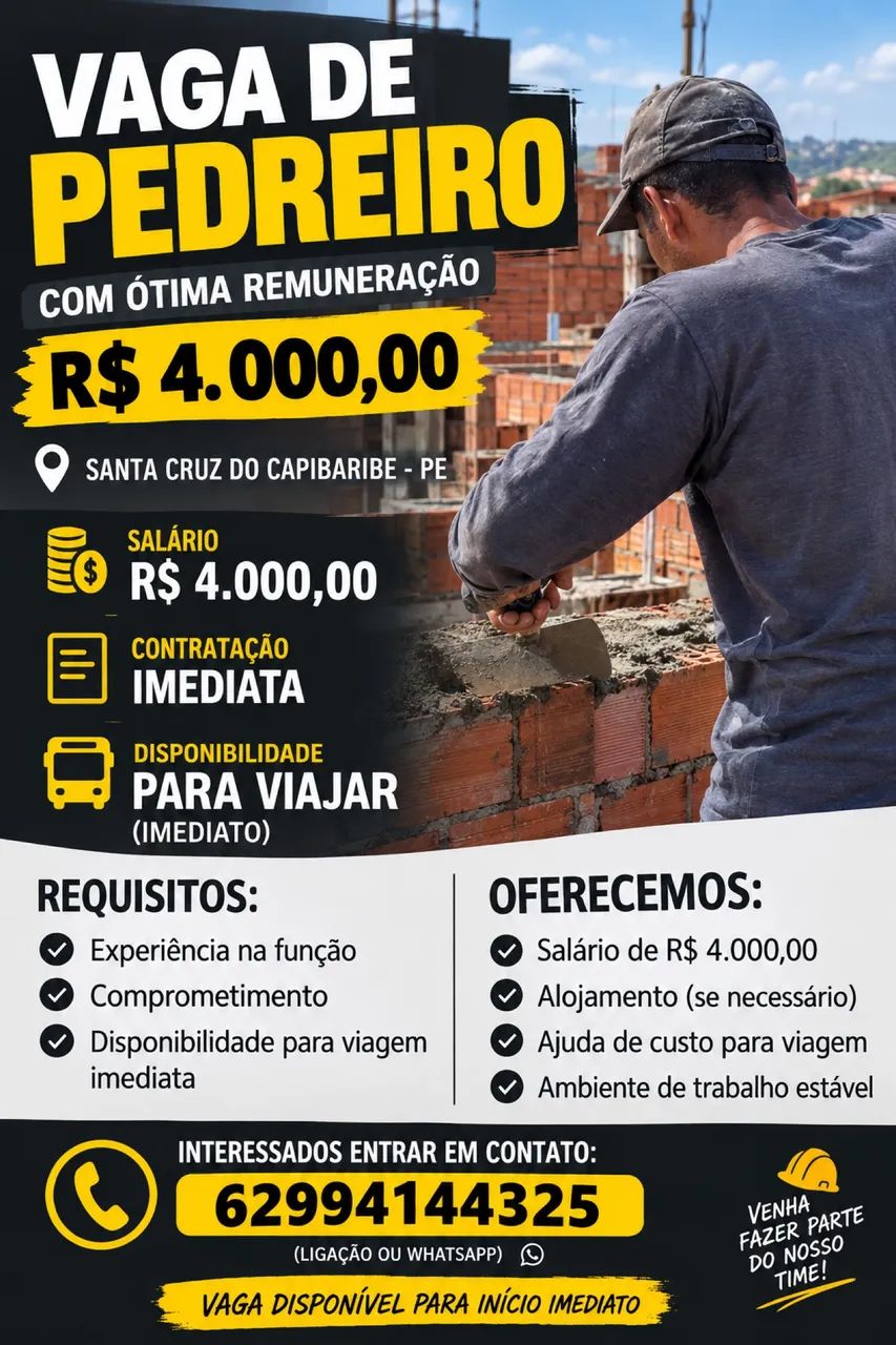 Vaga de pedreiro 