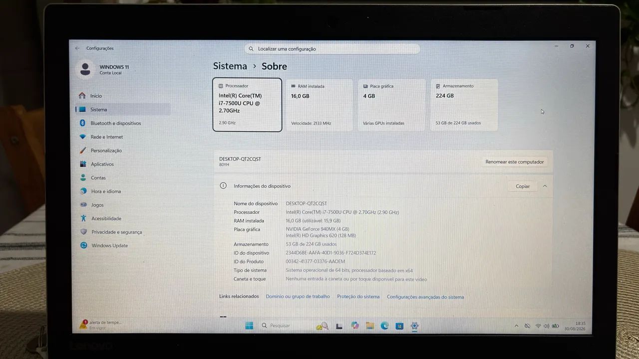Notebook Lenovo i7 NVIDIA 4GB - Foto 3