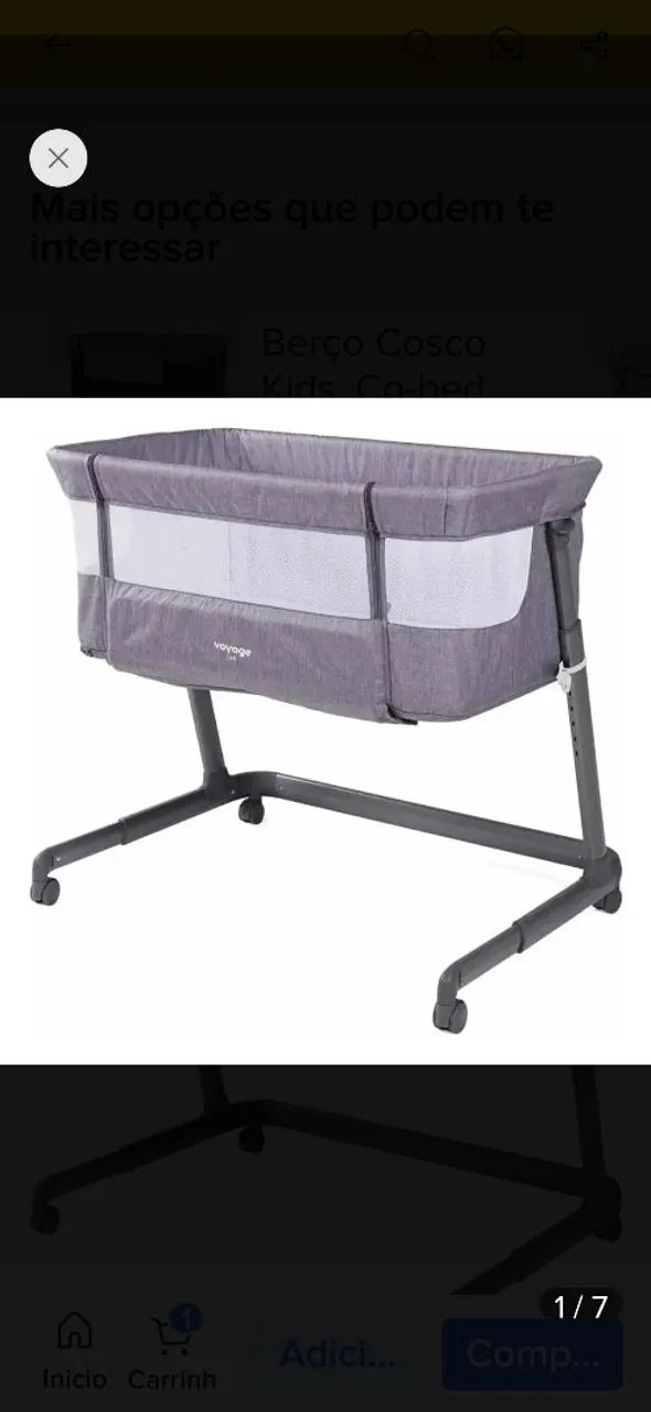 Berço Portátil Co-bed Link Cinza Mescla - Voyage