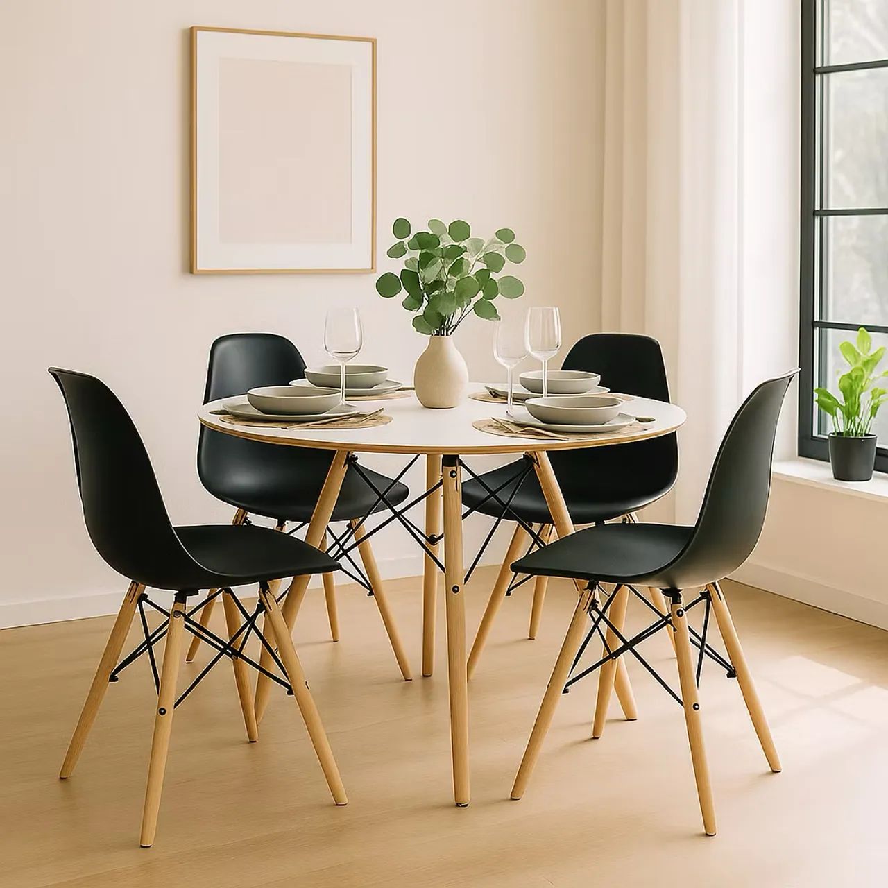 ? Título para OLX  Mesa de Jantar + 4 Cadeiras Eames - Ótimo Estado - Foto 2