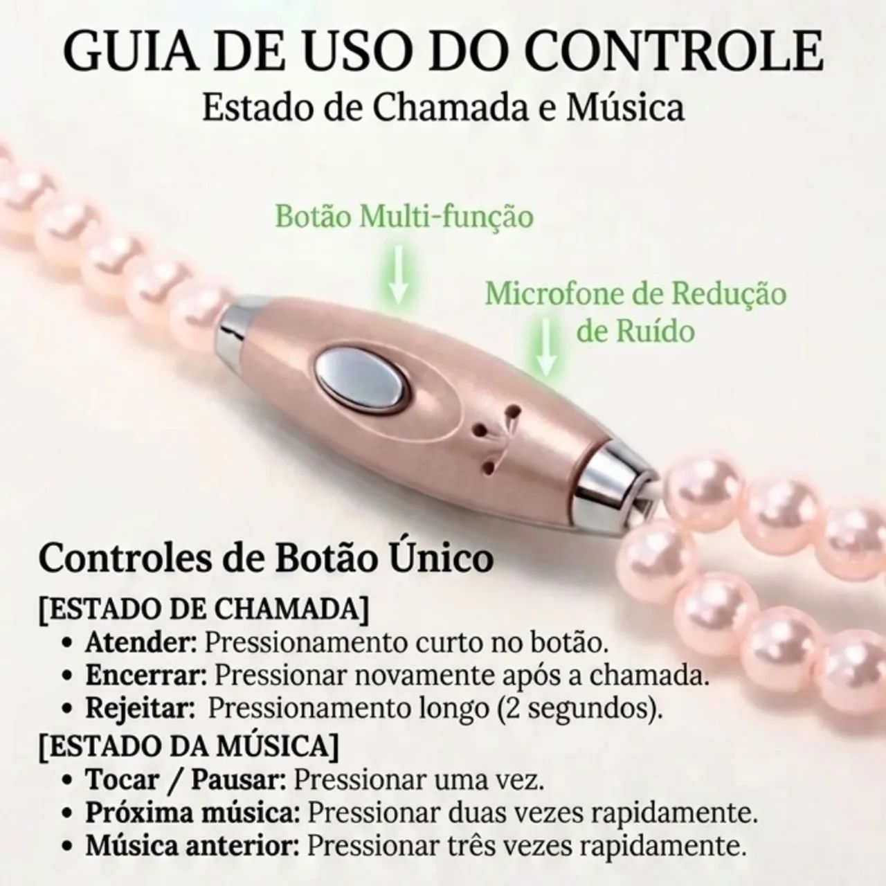 Fone de Ouvido Estilo Colar de Pérolas P2 Universal com Microfone - Foto 4