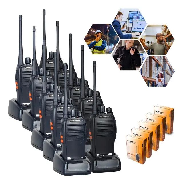Kit 10 Rádios Comunicadores Baofeng 777s Walkie Talkie Longo Alcance