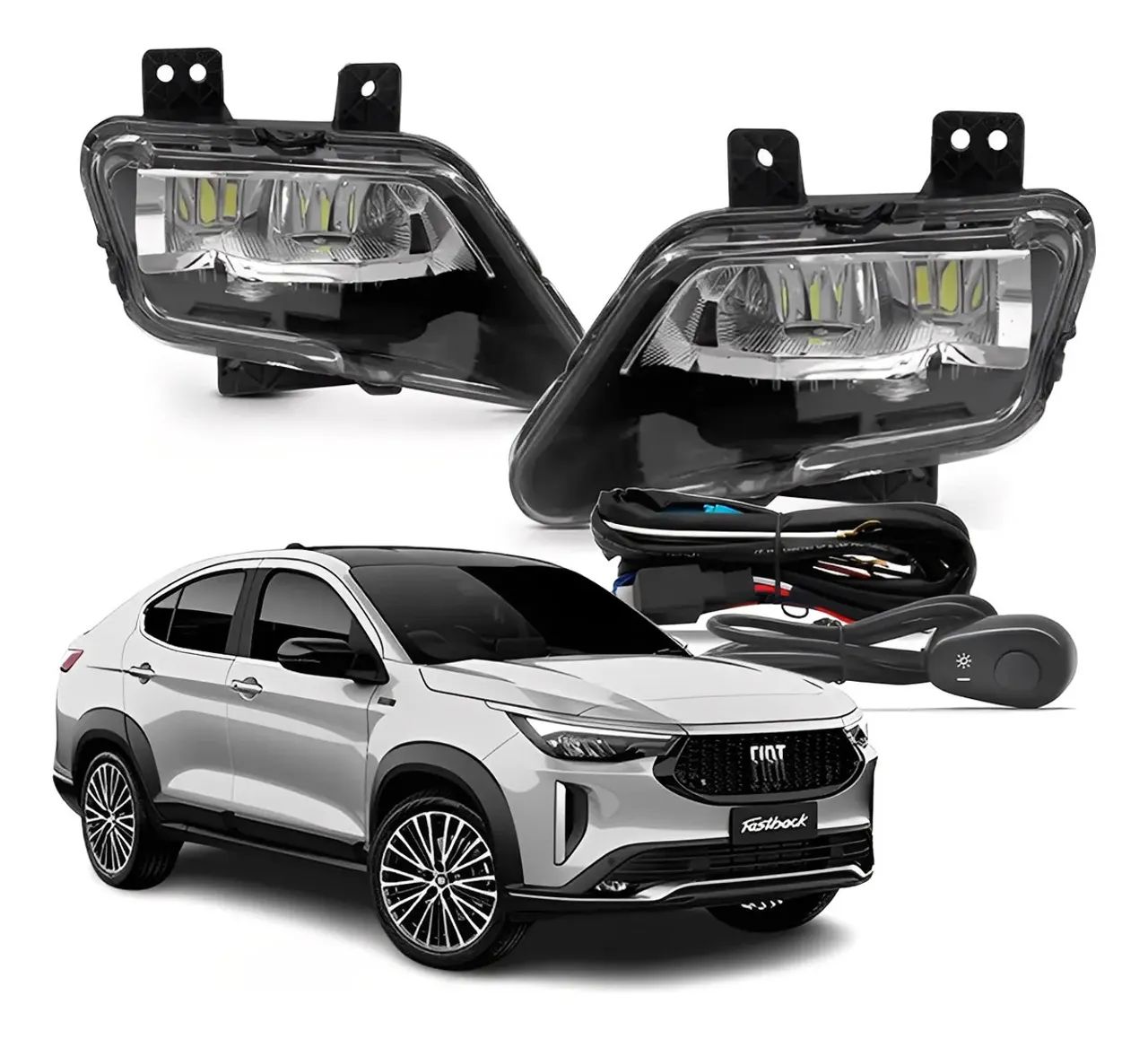 Kit Milha Neblina Fiat Fastback 22 Botão Cola Alternativ Top