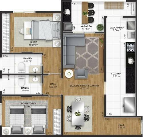 2 Dorms e 2 Vagas na Ocian | Entrada de 40Mil e Mensais de 1.780 - Foto 12