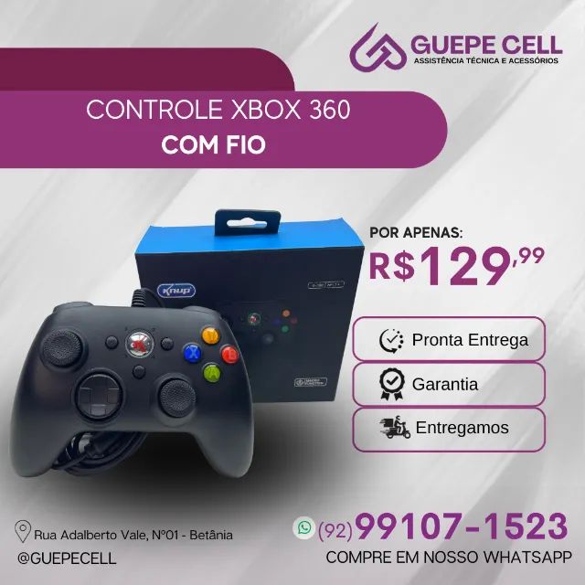 Controle De Xbox 360 Com Fio Para Video Game e PC - Ribershop Segurança -  Sua Loja de Segurança Eletrônica de Confiança