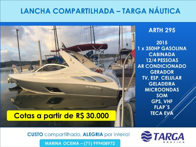 Lancha cabinada compartilhada cotas náuticas