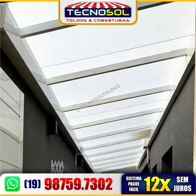 Coberturas Revestidas Com Policarbonato Toldos Telhado Retrátil Cortinas Instalados 12x 8272