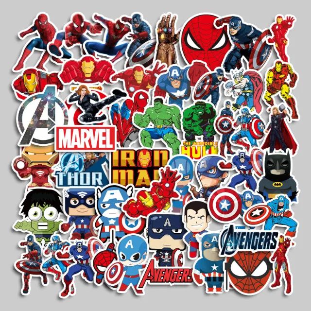 Kit 50 Adesivos do Marvel DC Thor Batman Hulk Homem Aranha Fero Autocolantes Unidades Pcs - Foto 2