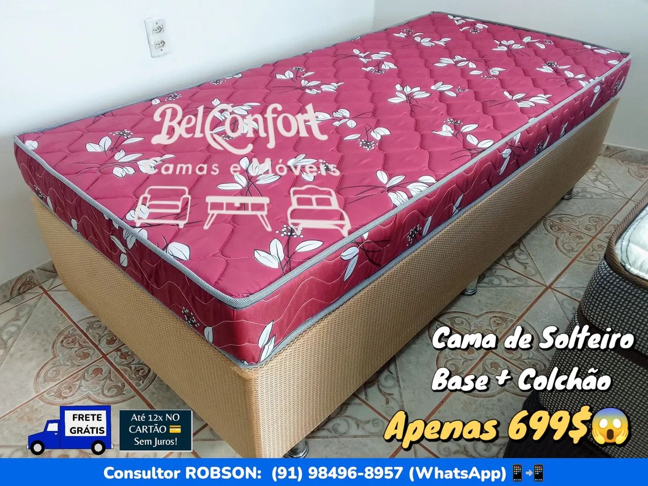 Cama de Solteiro Base + Colchão - Apenas R$ 699!