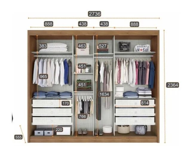 Guarda Roupa Casal 100% MDF 3 Portas 6 Gavetas Espelho Super Lindo novo - Foto 2