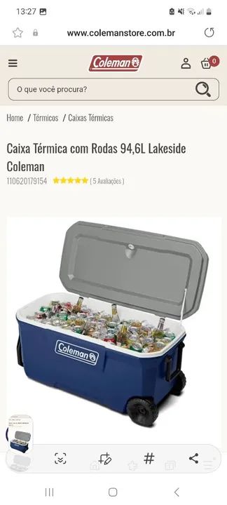 Caixa Térmica com Rodas 94,6L Lakeside Coleman , 160 latas - Foto 2