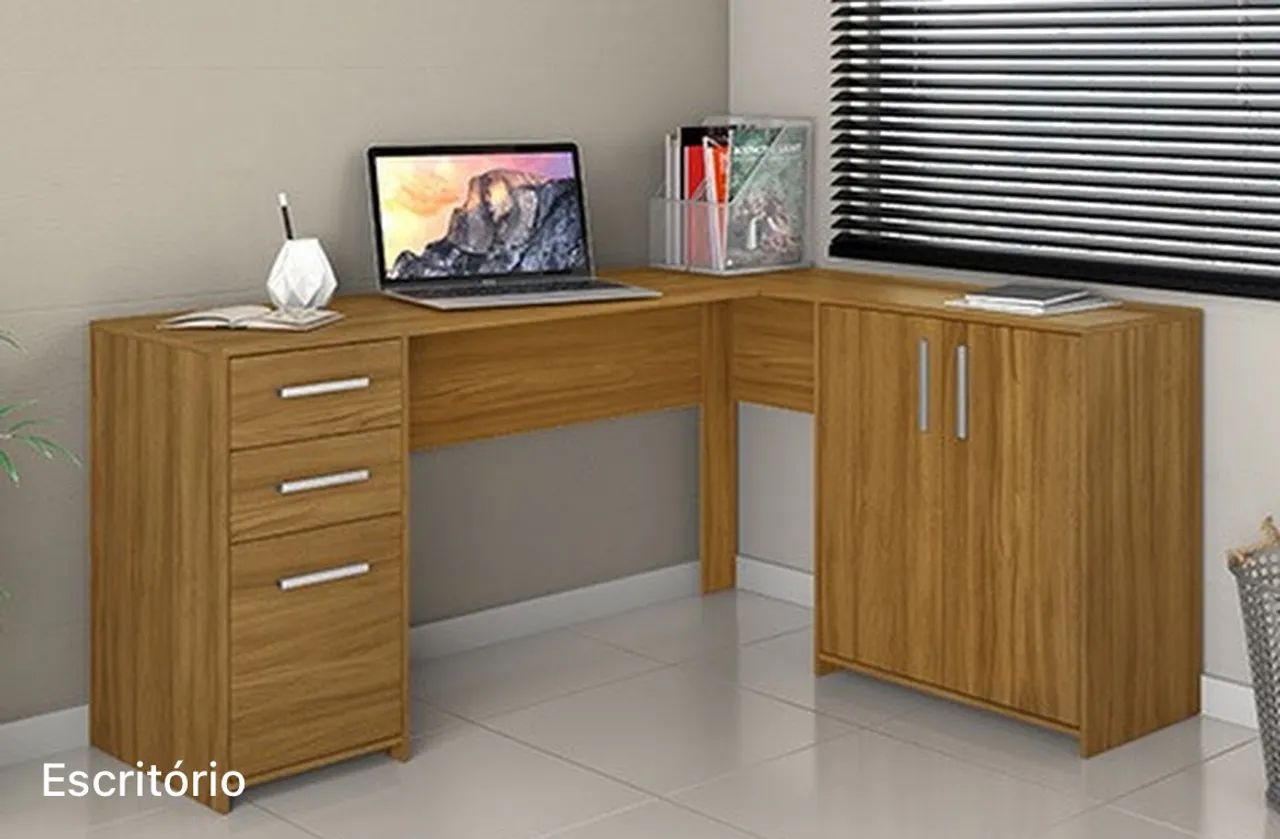 Mesa Office de Canto 2 Portas e Gaveteiro t654
