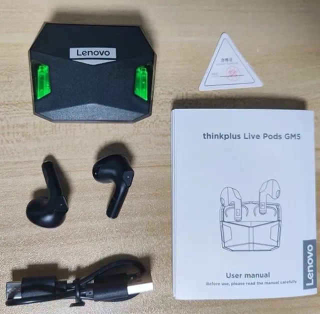 Fone Gamer Bluetooth Lenovo GM5 Preto Thinkplus Live Pods Original Novo Na Caixa Lacrado - Foto 2