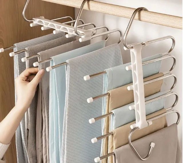 Cabides Calças Inox Reforçado  Multifuncional Branco