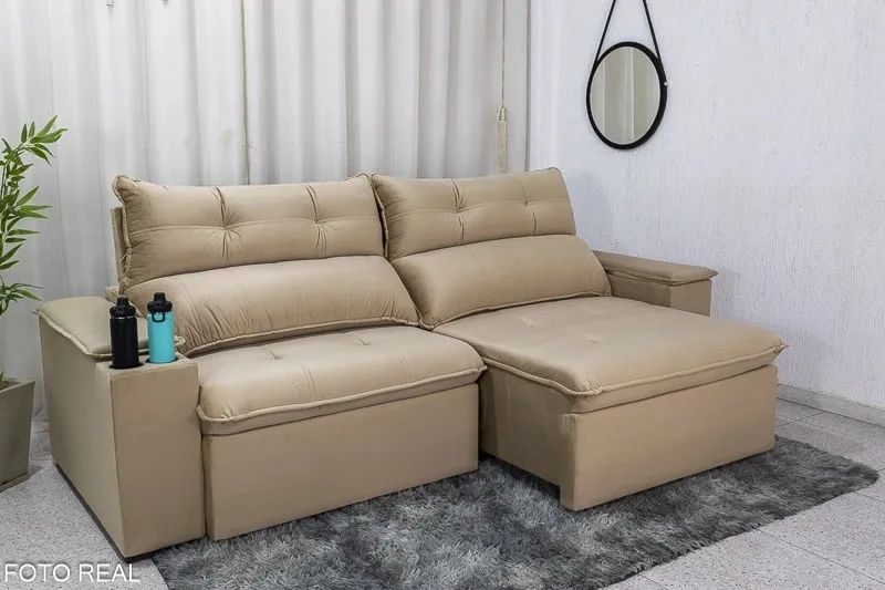 Sofá Retrátil Reclinável 2.50m Luma Molas Bonnel Espuma D33 rf65 - Foto 2
