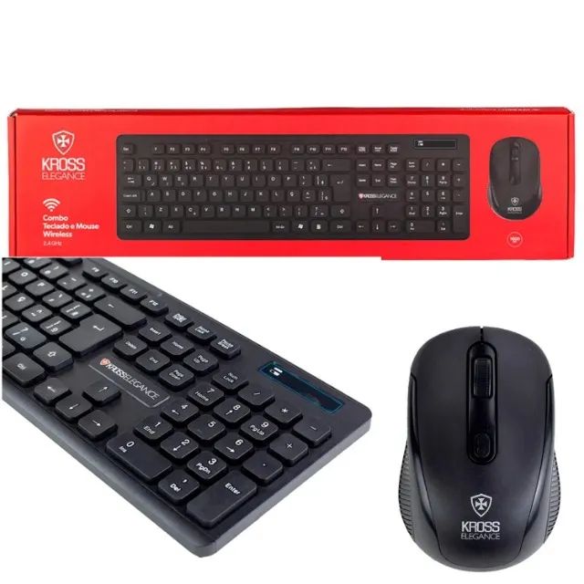 Kit Teclado e Mouse USB, Sem Fio, Combo Kross Elegance - Loja Coimbra Computadores Entrega64363331933699124
