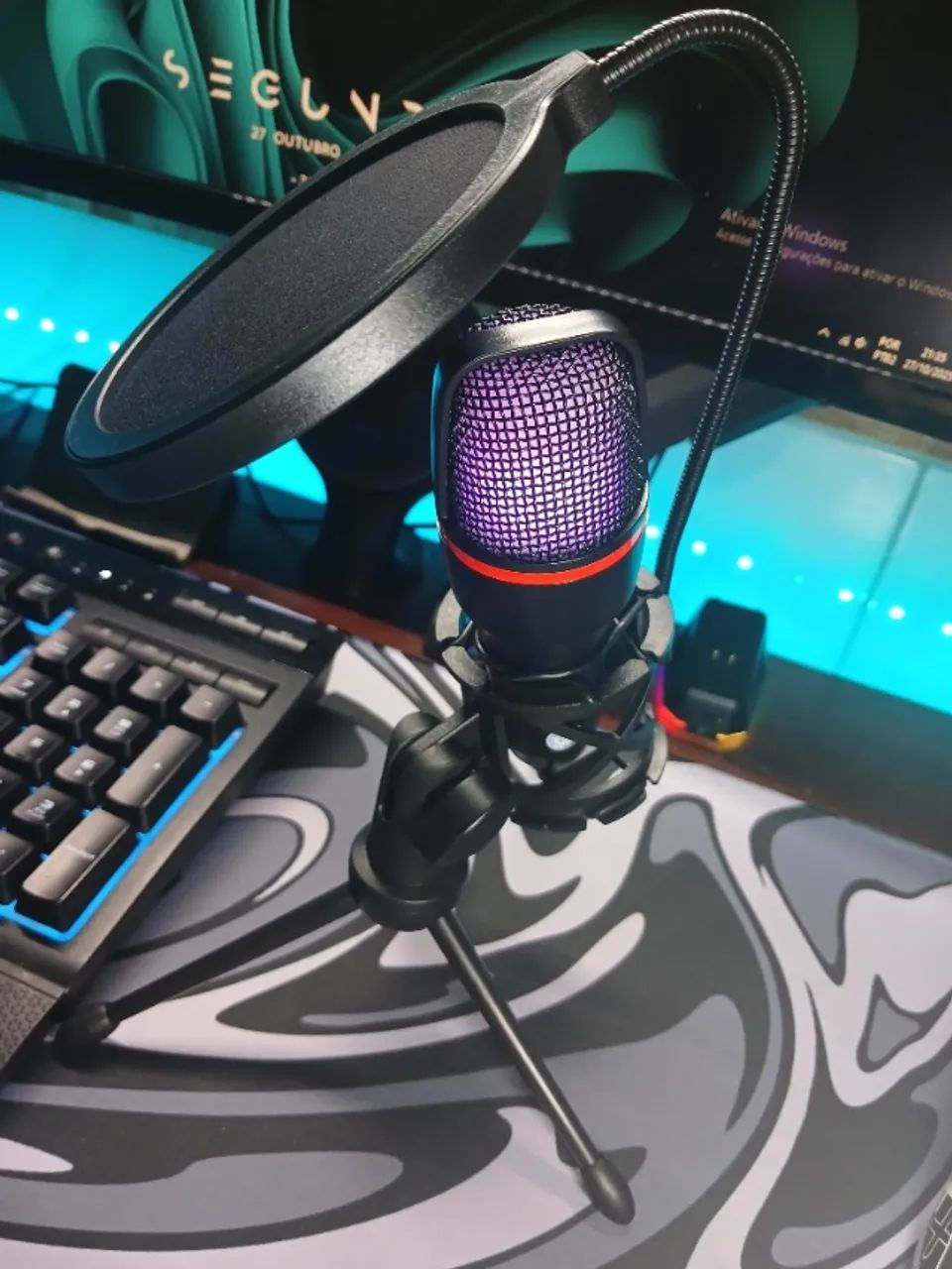 Caibeu RGB USB Condenser Microphone - For Gaming, Live Streaming and Recording - NEW64208792164099121