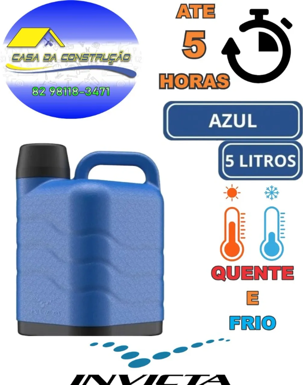 GARRAFAO PRO TERMICO 5L AZUL INVICTA