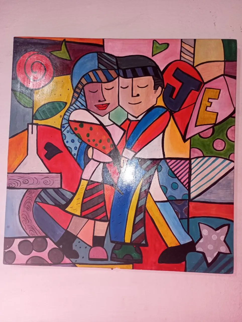 Quadro de Arte Moderno - Casal Abraçado