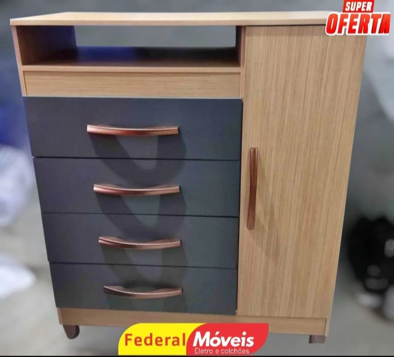 Cômoda 4 Gavetas e 1 Porta Nova - Compacta e Versátil!