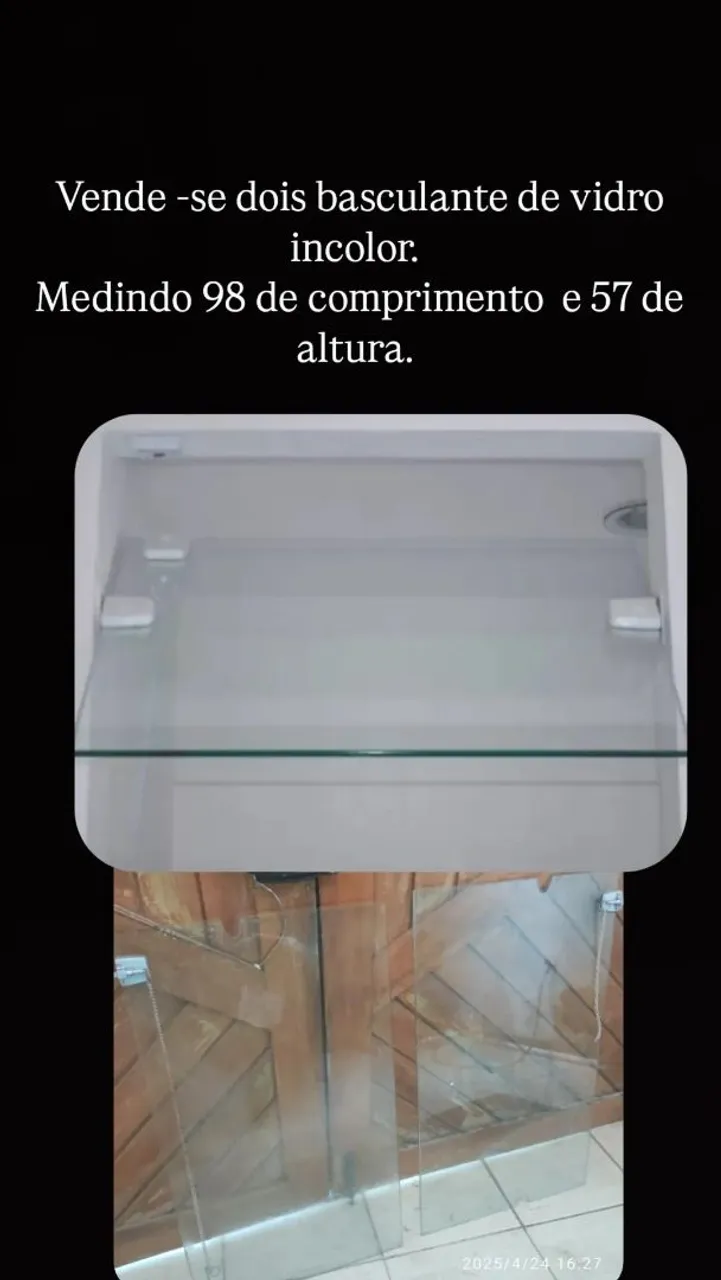 Basculante de vidro incolor 98x57cm