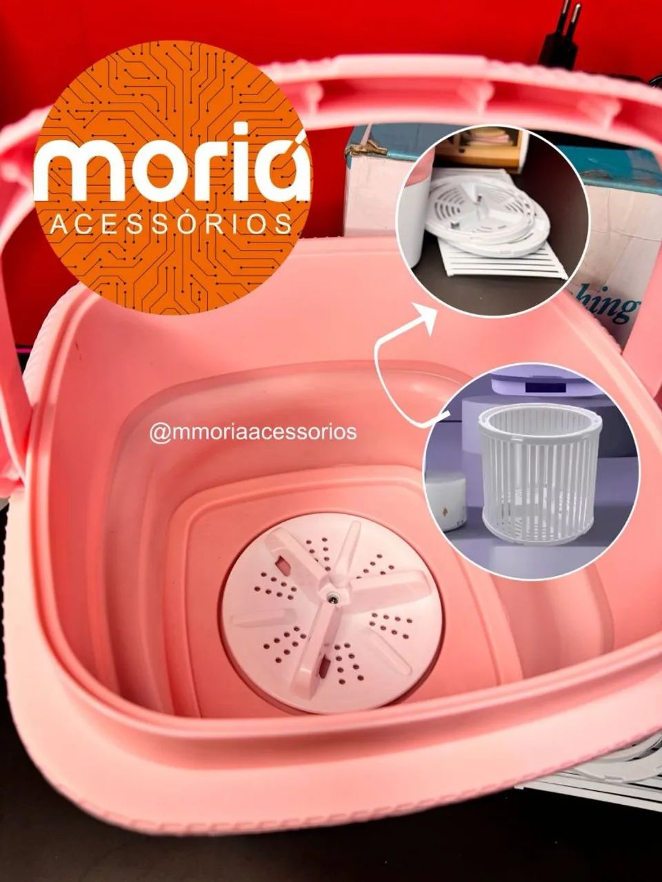 Mini Máquina de Lavar Roupas Dobrável  Portátil, 8L, com alça<br> - Foto 3