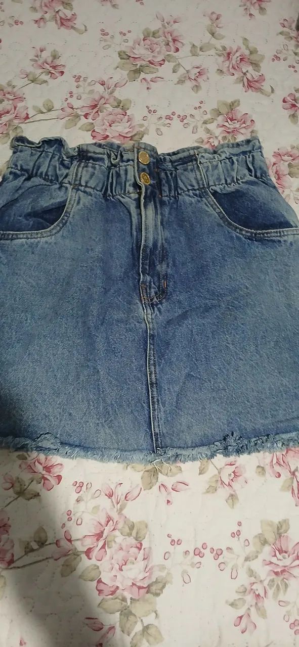 Saia Jeans com Detalhes e Cós Elástico - Foto 2