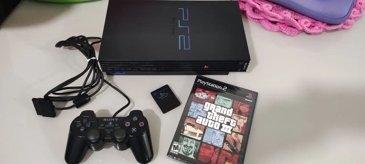 Playstation 2 TRAVADO + Memory Card + 1 Controle original + 1 jogo original (GTA3)