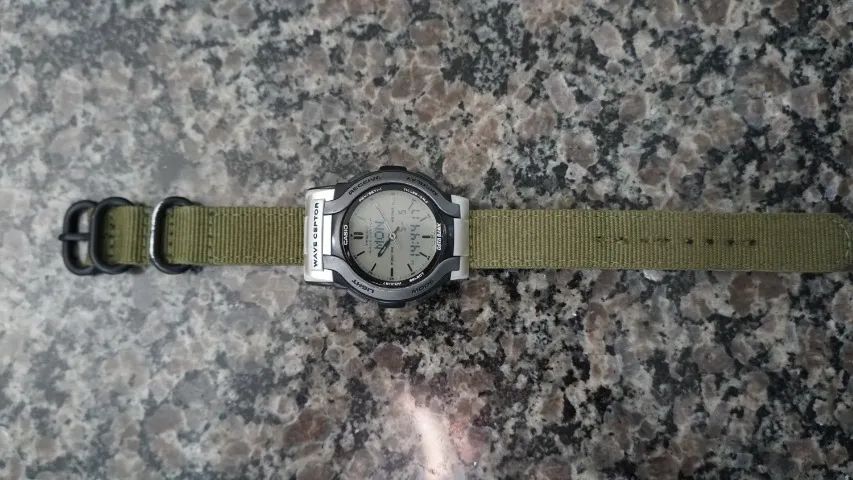 Relógio Casio DATA BANK WVA-200 Wave Ceptor Retro Vintage Casual Pulseira de Linho - Foto 5