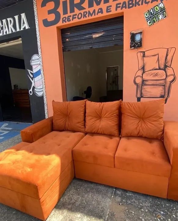 Sofá modelo chaise - 3 lugares - novo - Foto 5