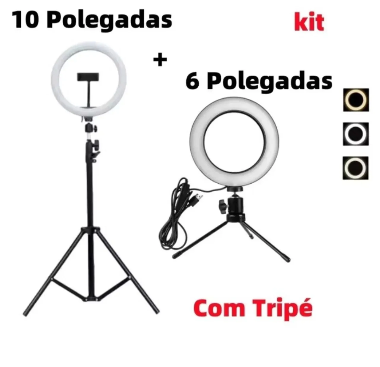 kit com 2 Tripés Ring Lights