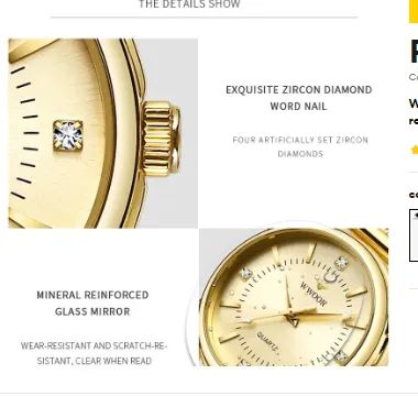 Relógio feminino com pulseira dourada  Wwoor  - Foto 4