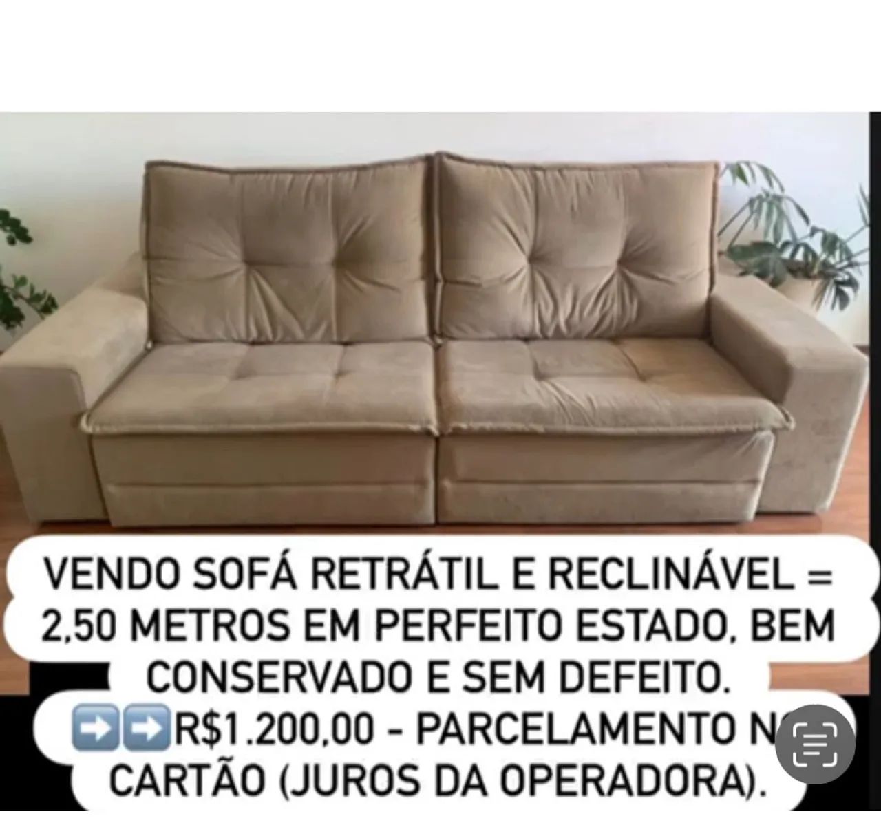 Selling retractable sofa R$1,100.00 – pickup only at location. Credit card installment payment available.64717834392065120
