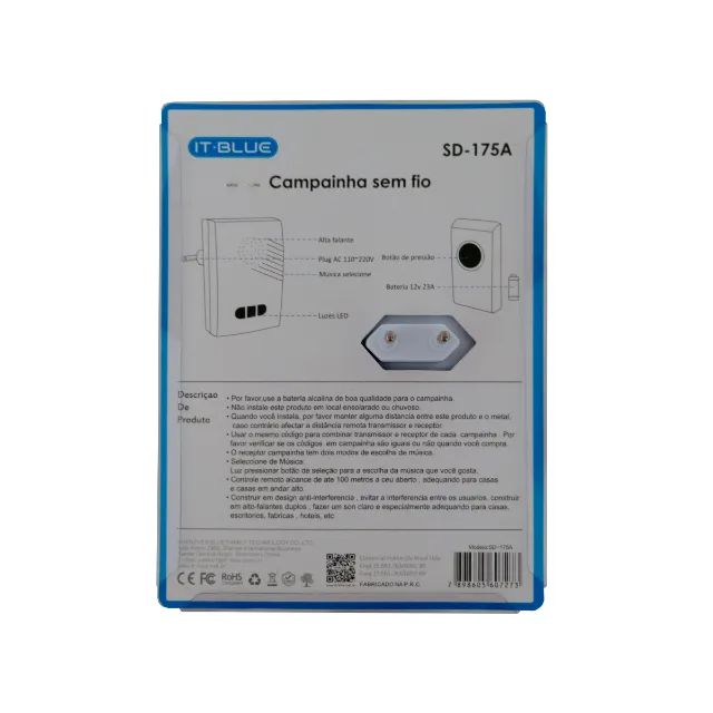 Campainha sem fio SD-175A IT-BLUE - Foto 2