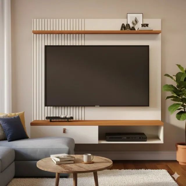 Painel Frisado para TV até 55 Polegadas 1 Porta Iris Madetec