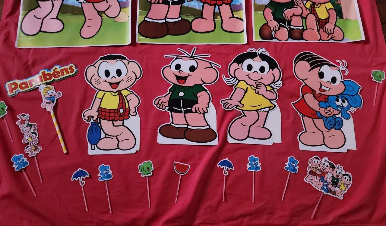 Painel Turma da Mônica 3 + displays de mesa 4 + topperes para doces  - Foto 3
