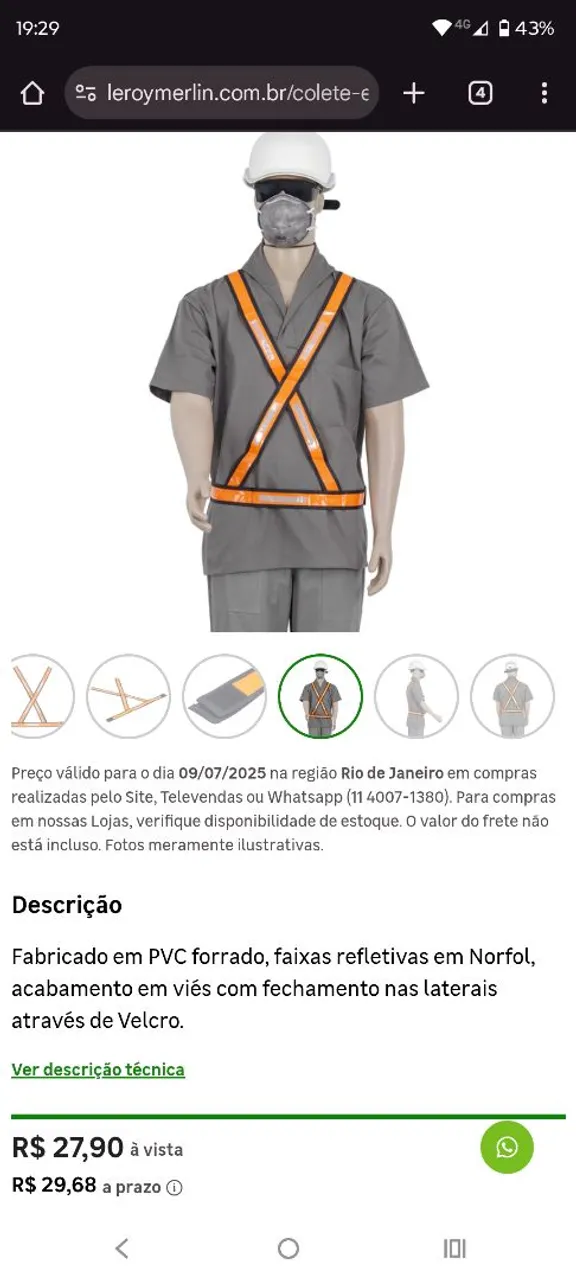 COLETE X REFLETIVO EPI