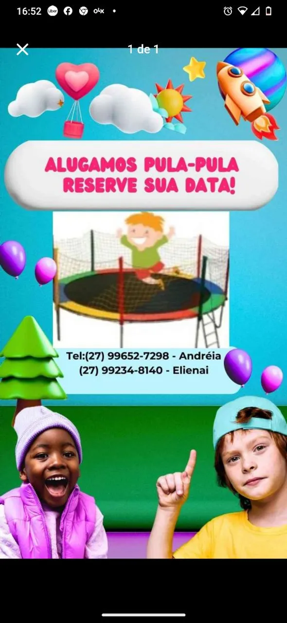 Aluguel de Pula-Pula 150,00 com frete incluso.