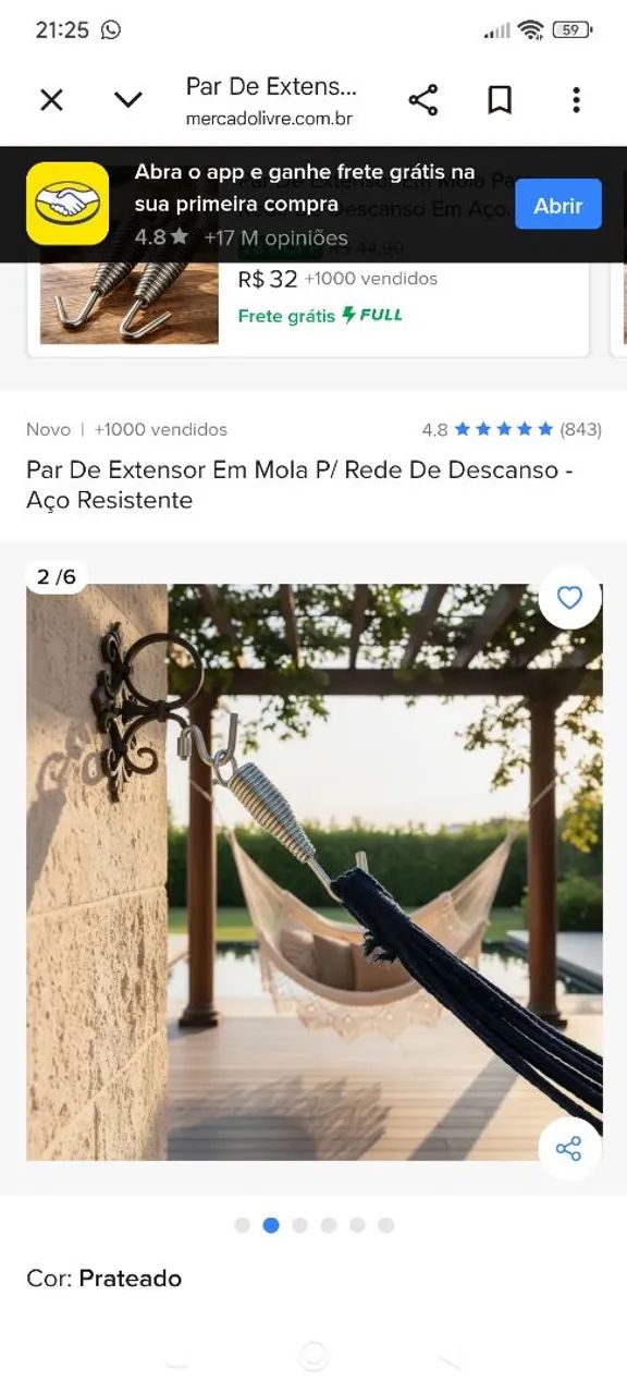 Par de Molas Extensoras para Rede de Descanso - Foto 2